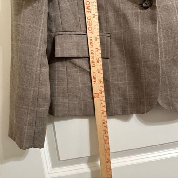BANANA REPUBLIC GRID WOOL LONG‎ SLEEVE BROWN SINGLE BUTTON BLAZER 10 - Picture 5 of 9
